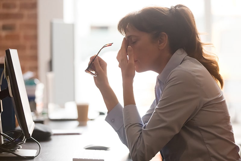 A woman struggles with chronic stress.