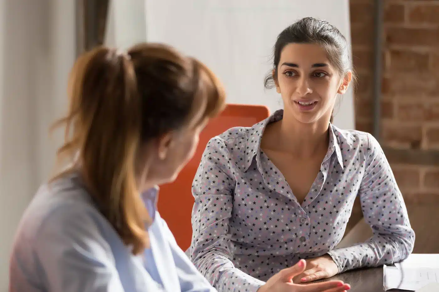 A woman participates in trauma-informed therapy.