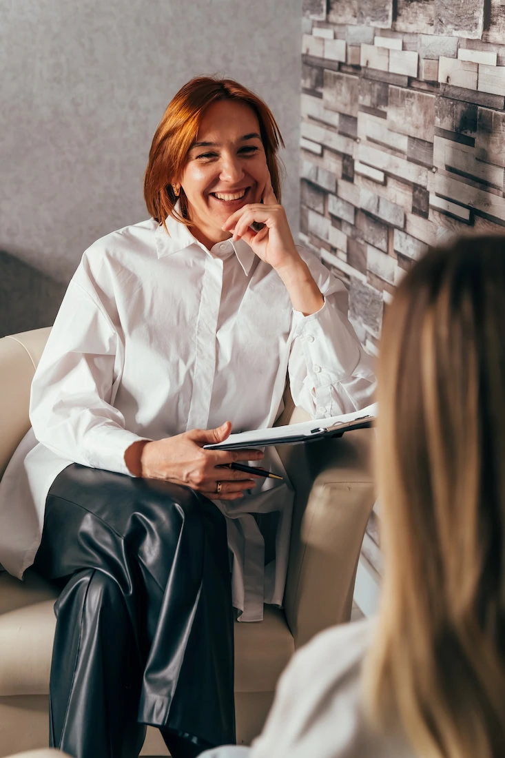 A person participates in therapy at a marijuana rehab center.